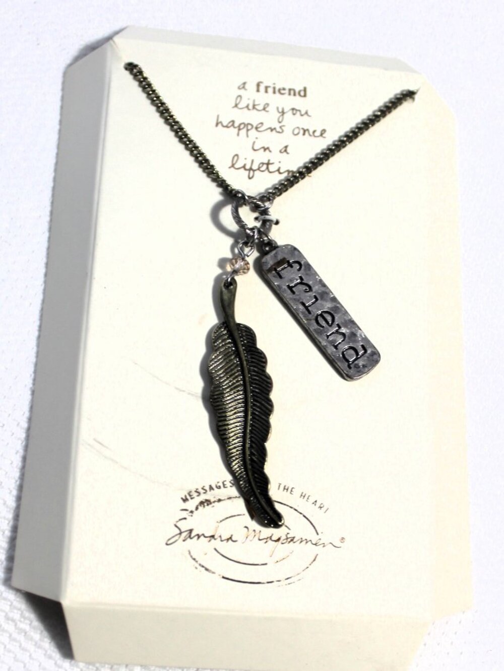 NWOB Sandra Magsamen Messages from the Heart Friendship Necklace